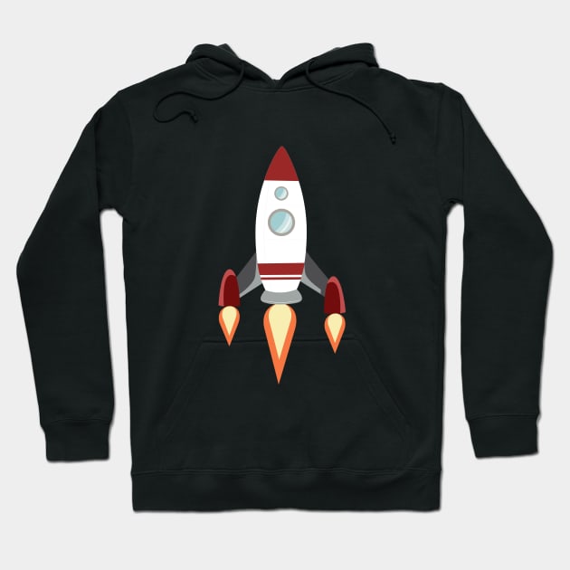 Red retro starship Hoodie by TTL